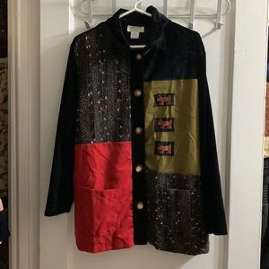 Printed Button-Up Sweater